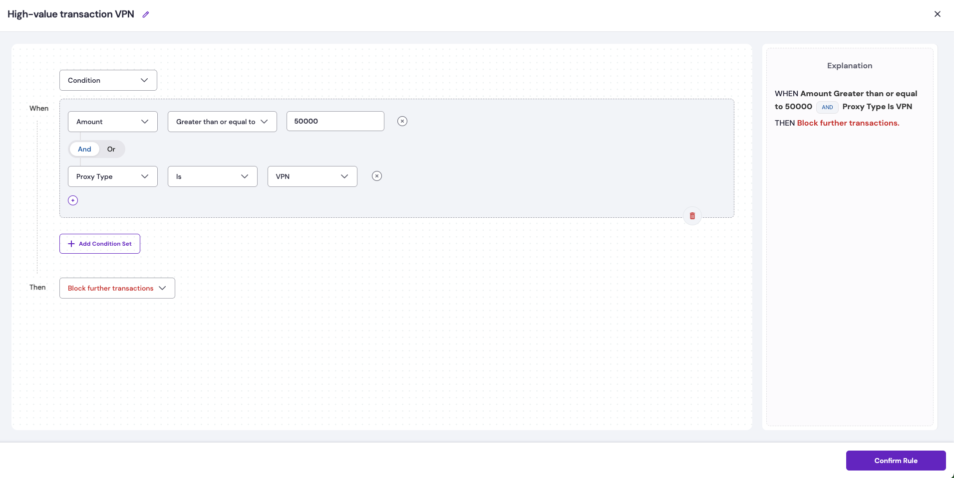 Rule setup for VPN scenario