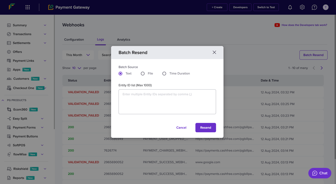 Payment Webhook Setup | Cashfree Payments