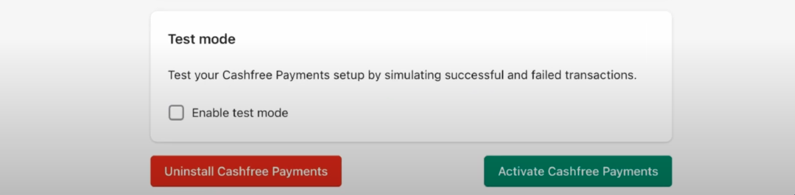 Activate Cashfree Payments