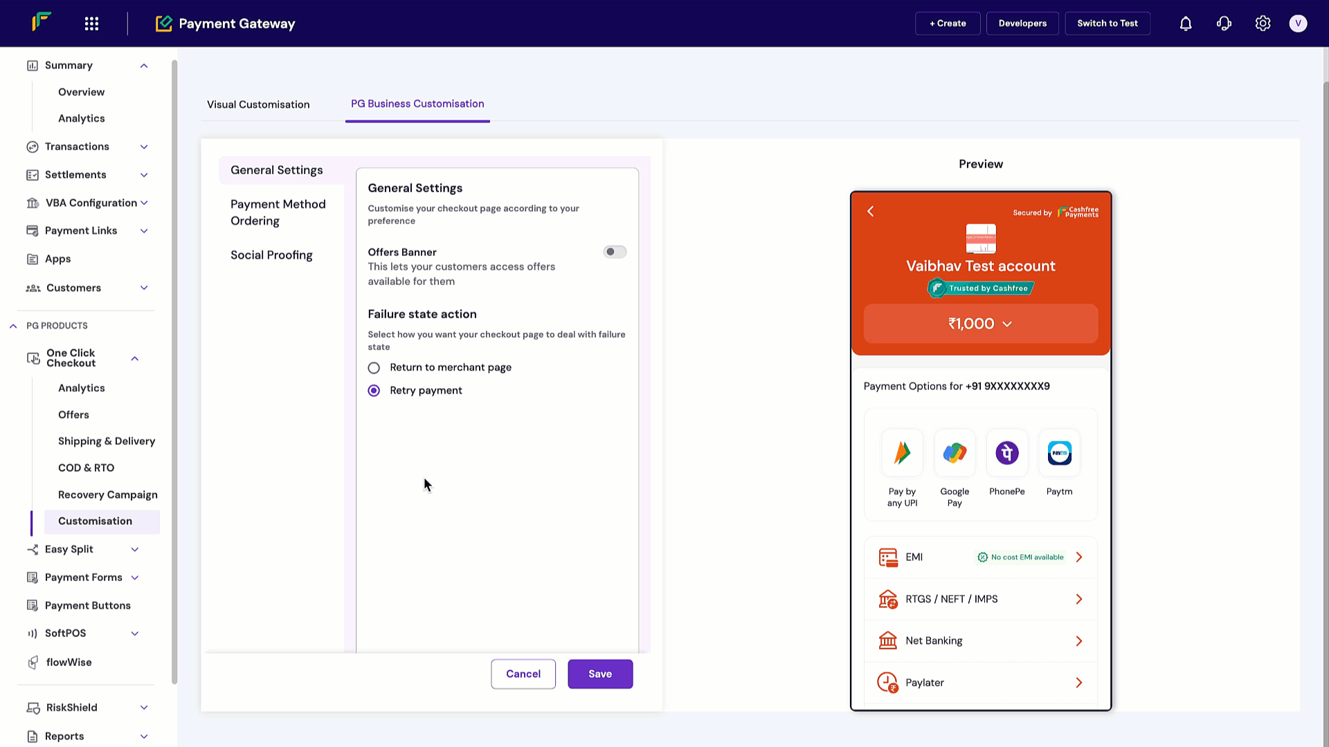 Business Customisation