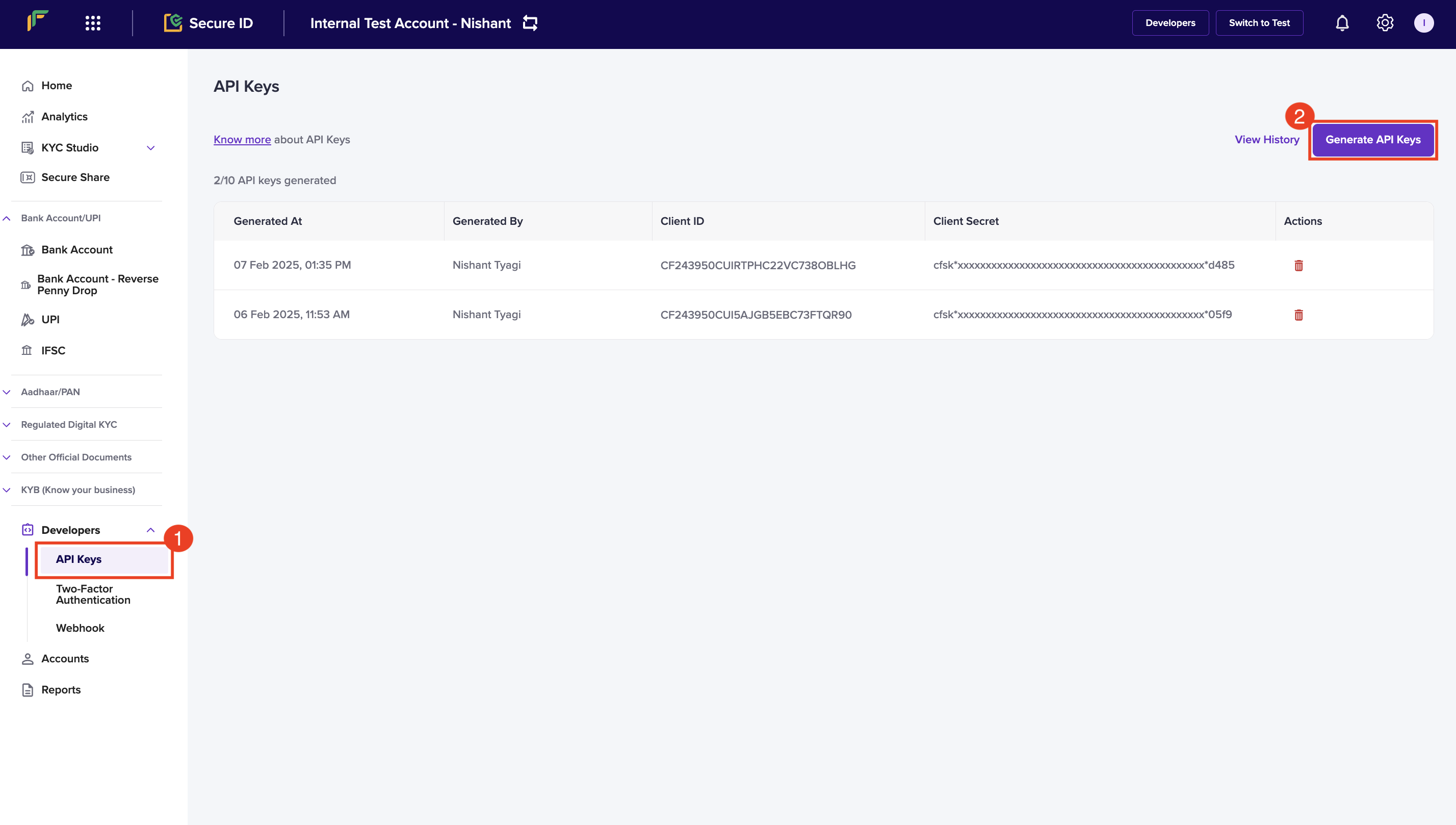 Secure ID Quickstart | Cashfree Payments