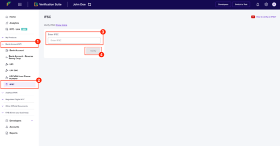 Token Ifsc IFSC Verification API | Cashfree Payments