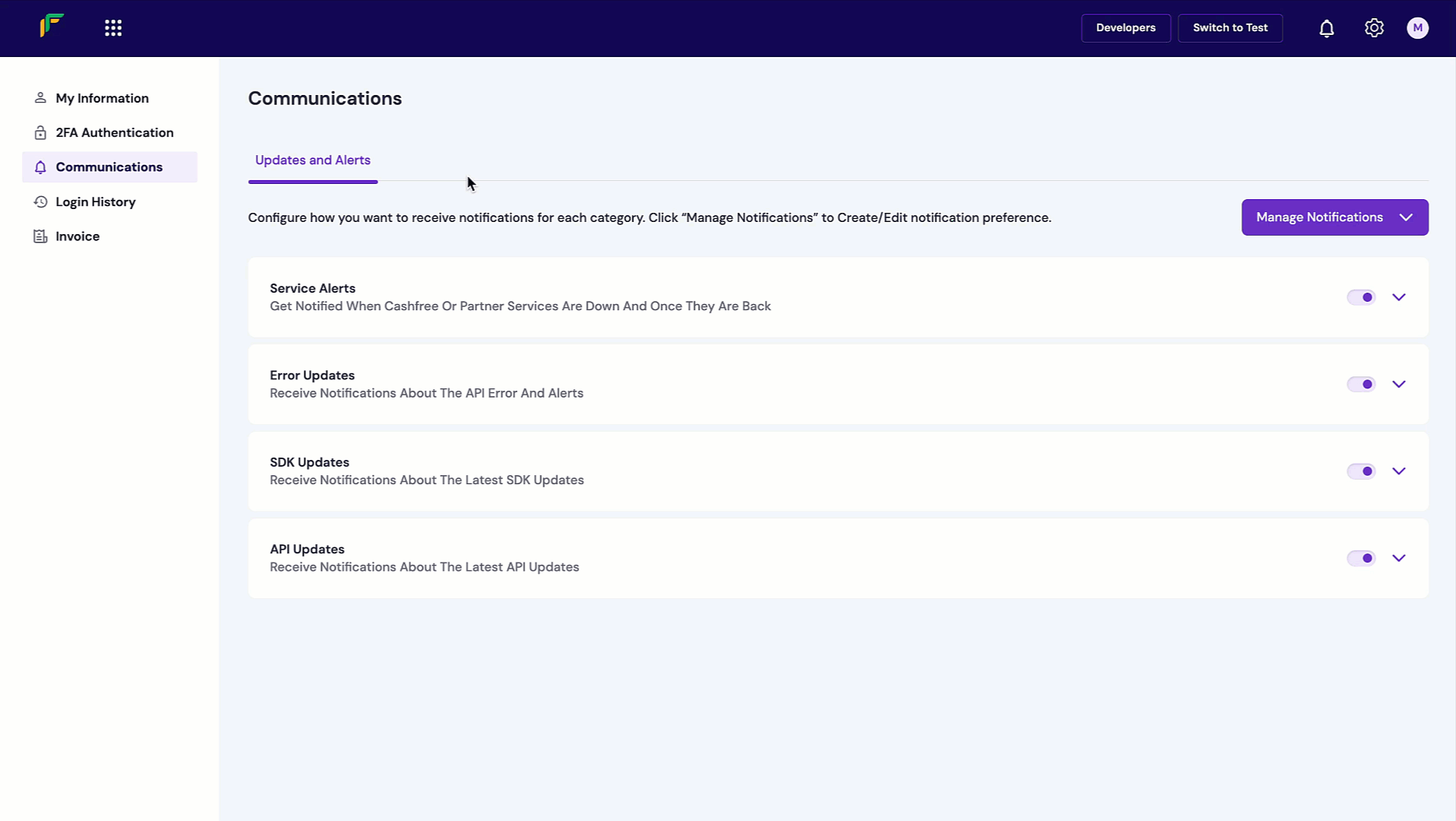 Create notification preferences