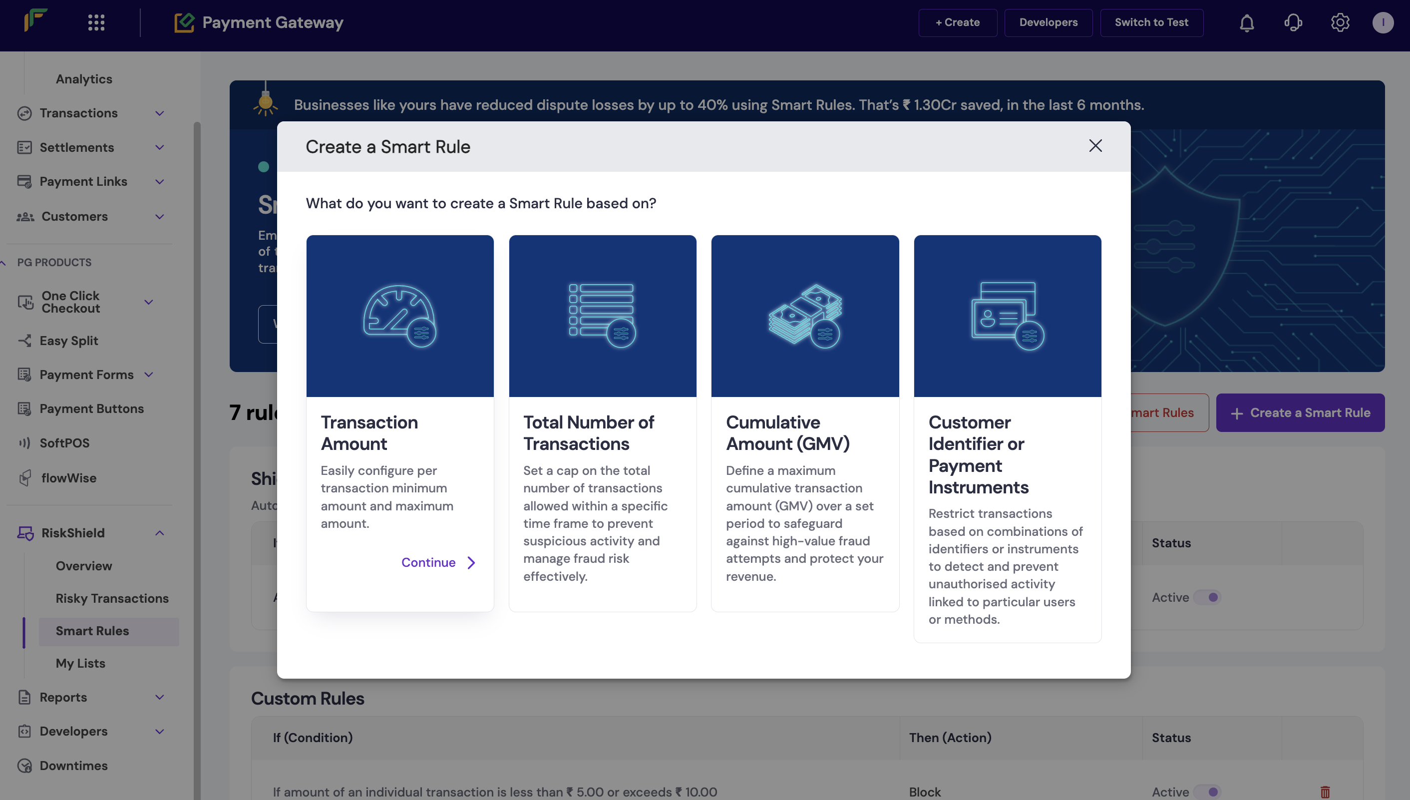 RiskShield Smart Rules | Cashfree Payments