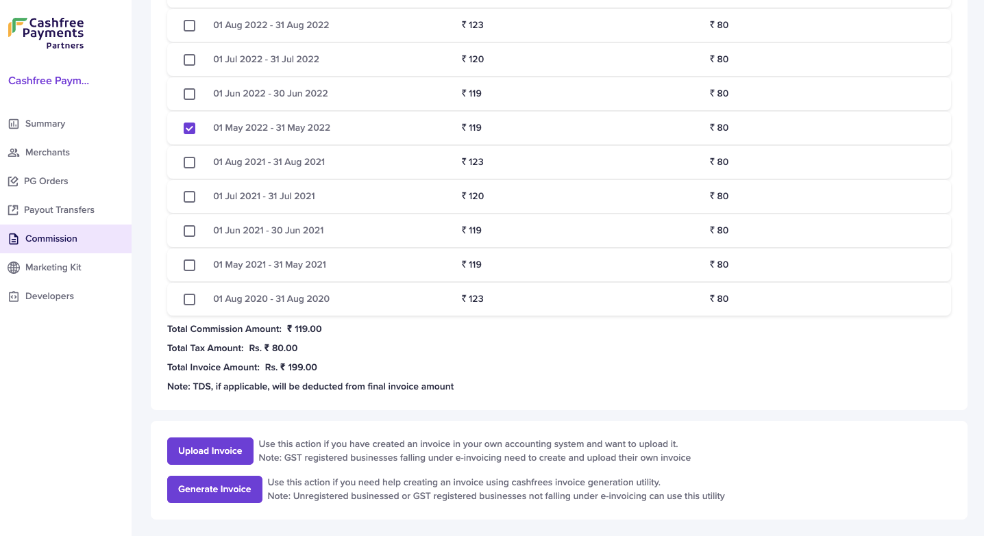 Example Openai Invoice Partner Commissions and Invoices | Cashfree Payments