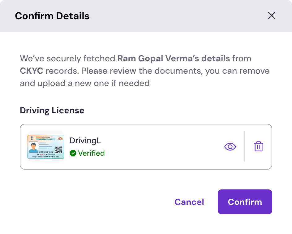 Confirm Fetched Documents