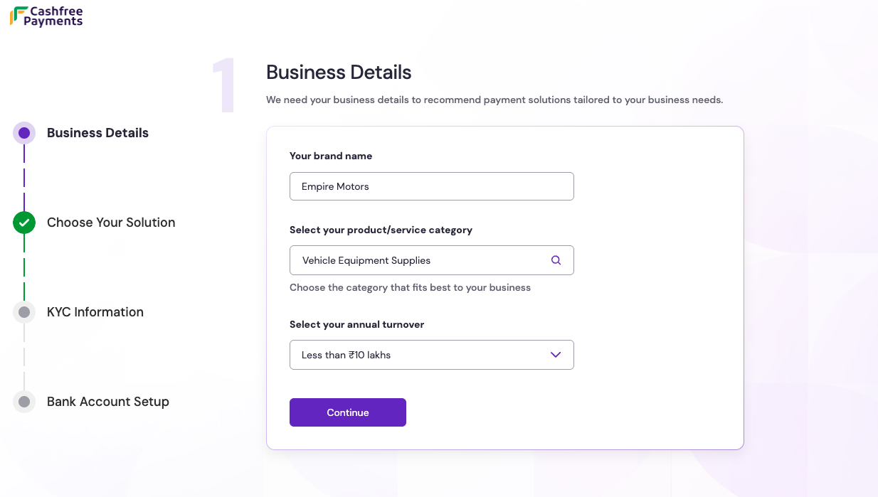 Business details page