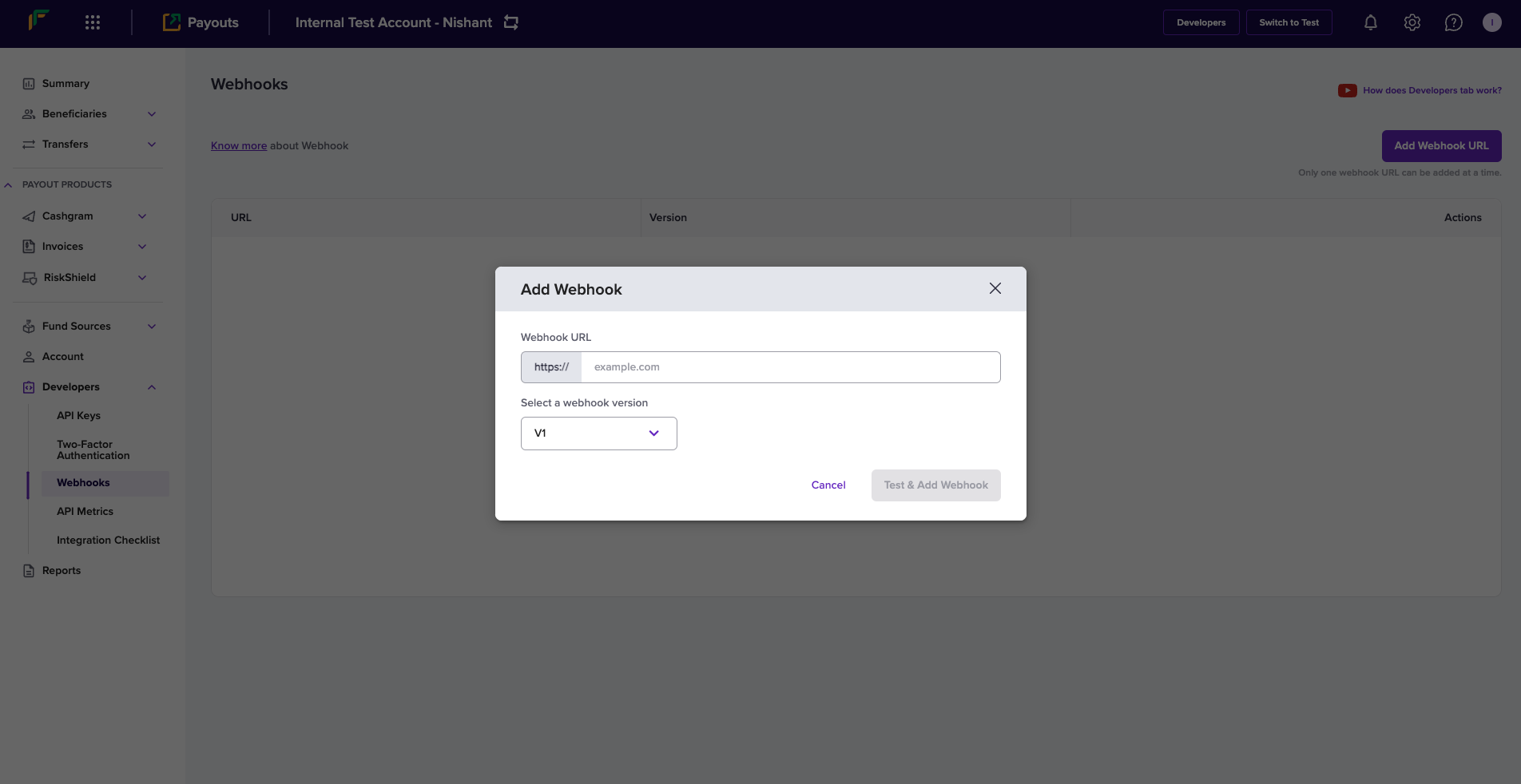 Payouts Webhooks v1 | Cashfree Payments