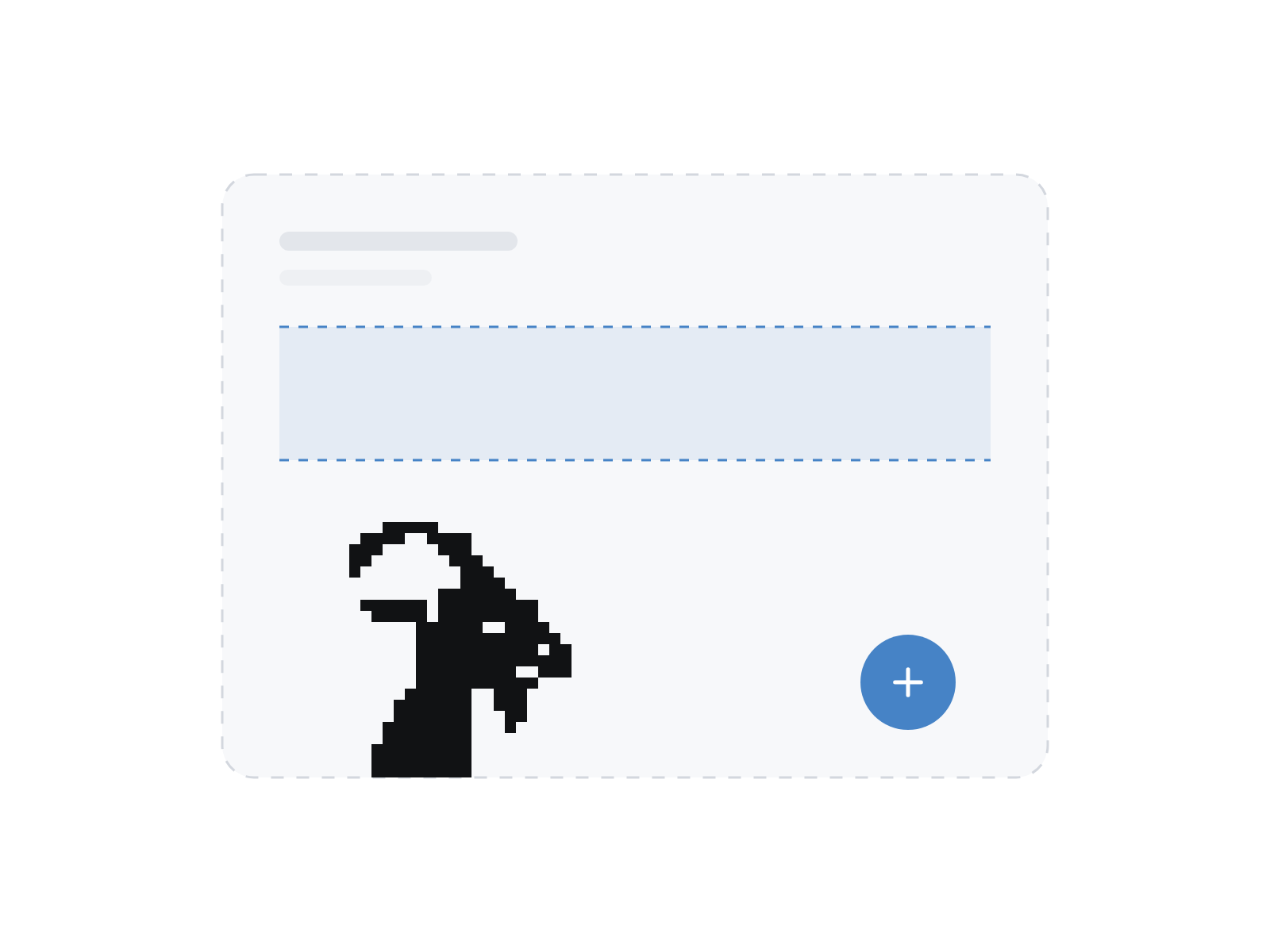 Pixel goat beside an empty position card with an empty price range and an add button.