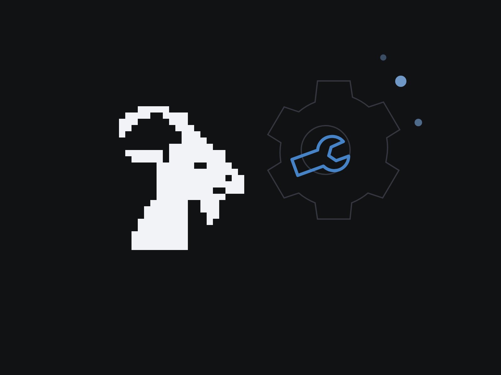 Pixel goat with a large wrench and a gear: a Goat keeper starts the automation runs.