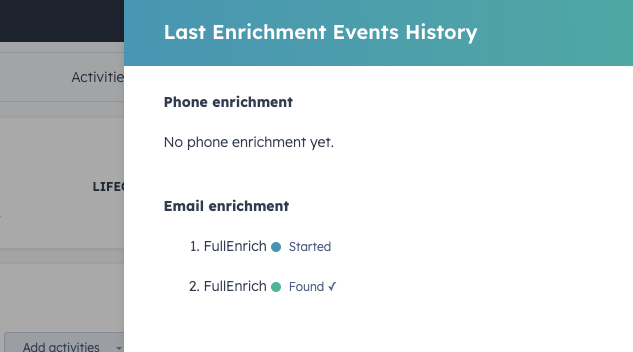 Historique des événements d'enrichissement par service