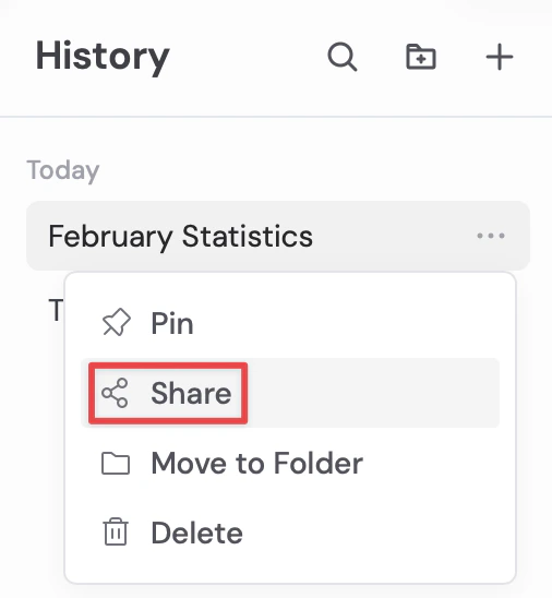 Share modal for a chat showing access level options and View or Edit permission toggle