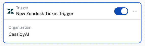 Activating the New Zendesk Ticket trigger toggle