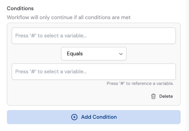 Add Condition button
