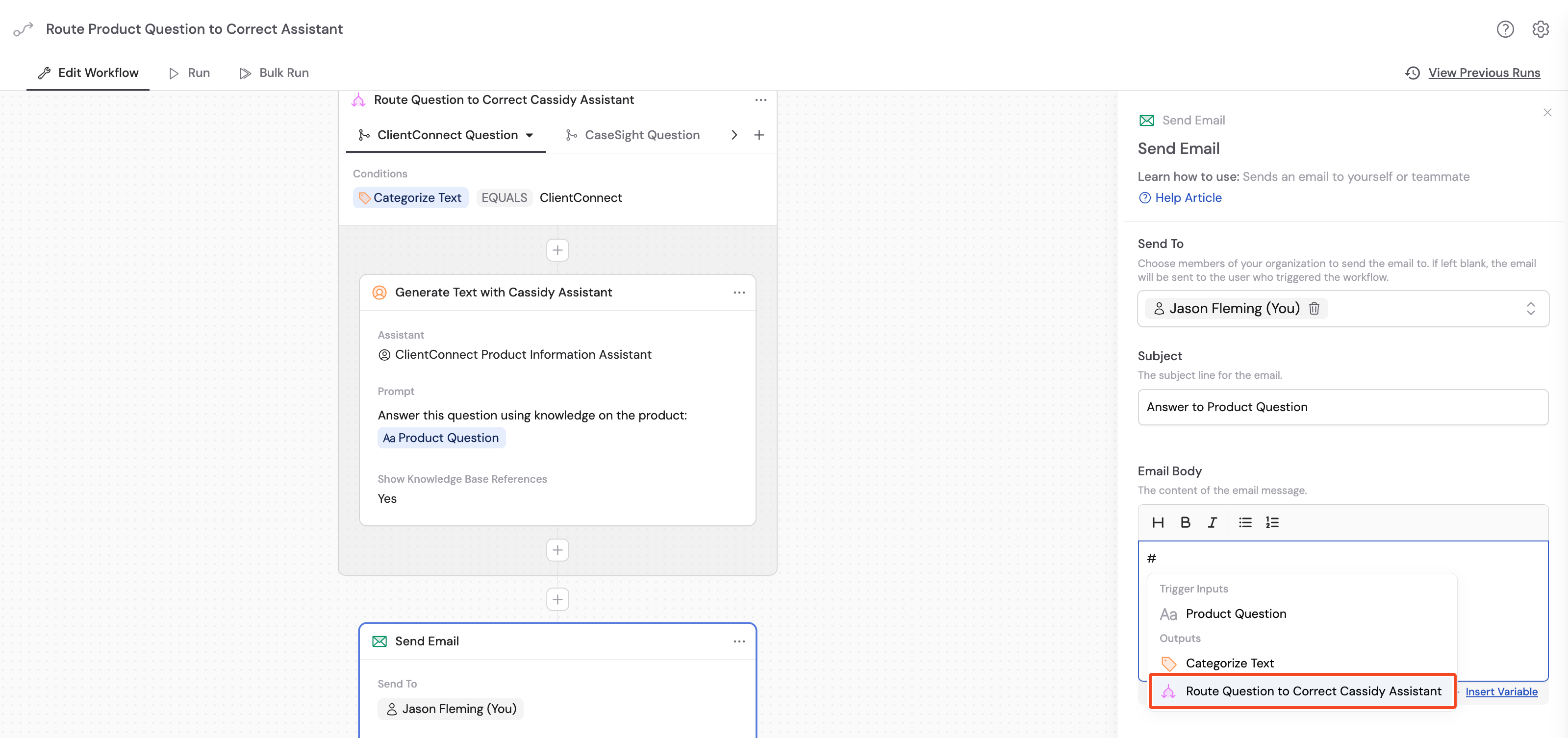 Action after Paths referencing the path output variable
