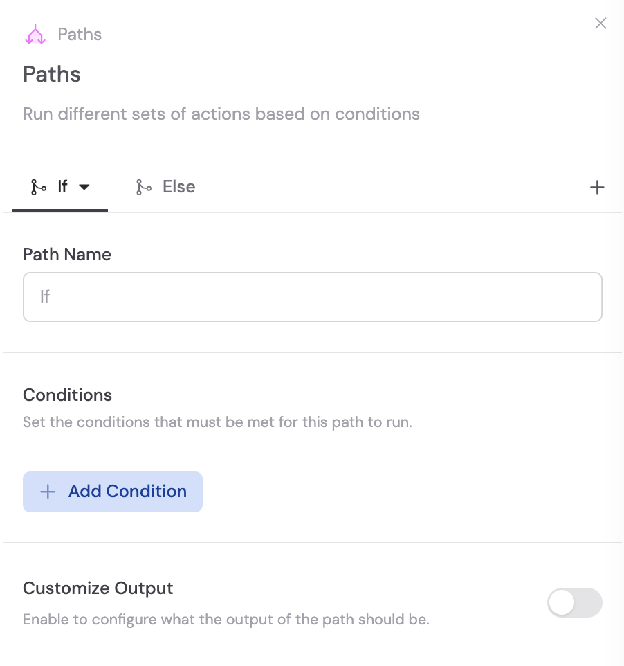 Paths action added to the Workflow