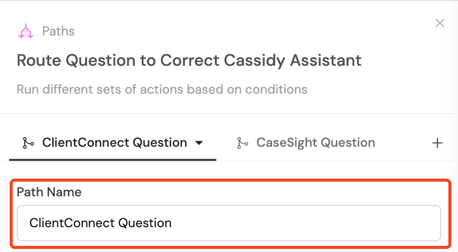 Paths with custom names applied