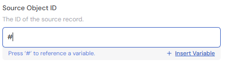 Entering the source object ID