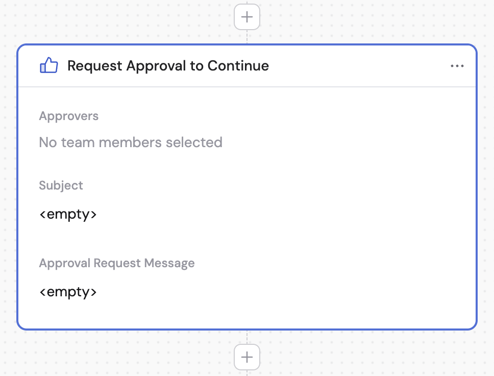 Action library with Request Approval to Continue selected