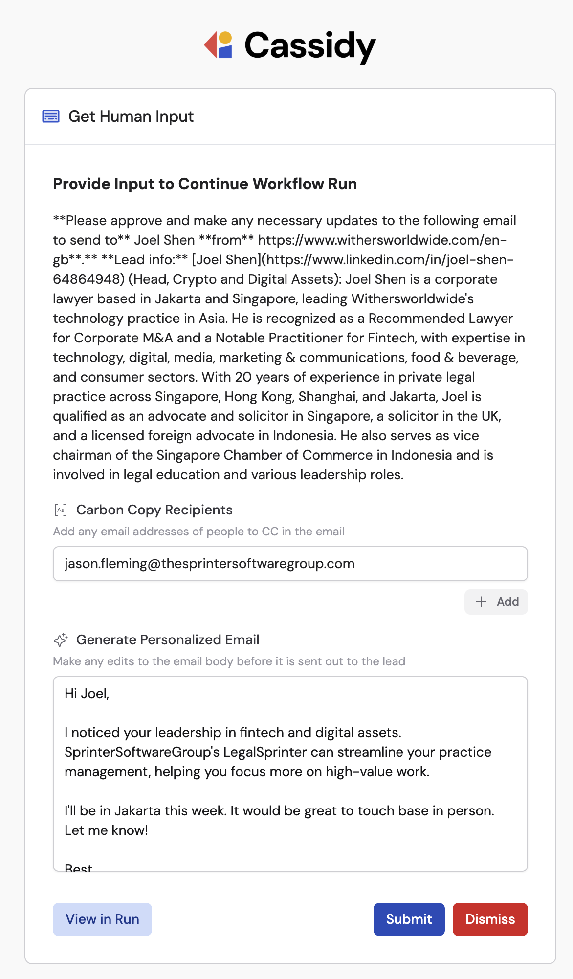 Input form with fields to fill out and Submit button