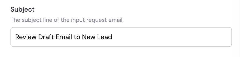 Subject field for the input request