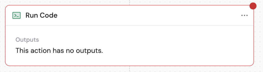 Action library with Run Code selected