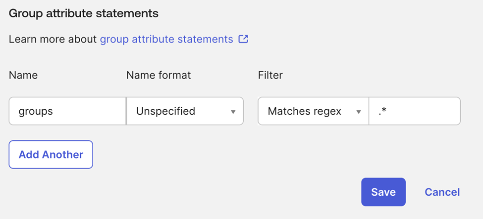 Okta group attribute statement configuration