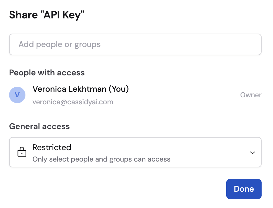 General Access dropdown showing Team and Restricted options