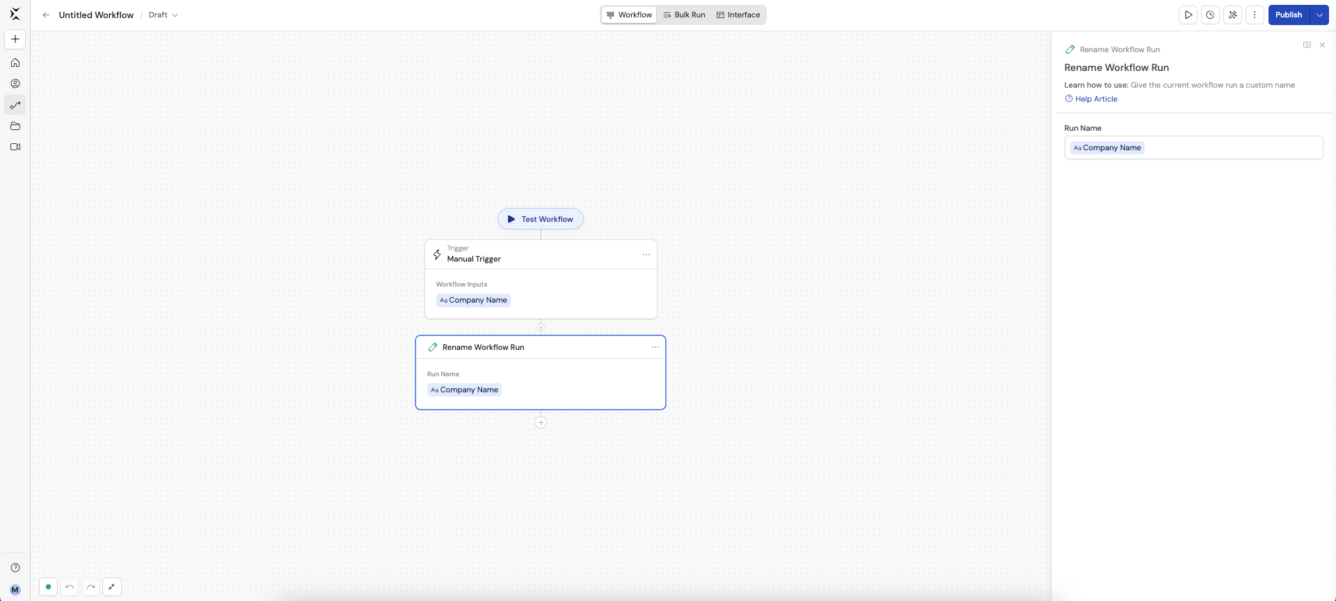 Extract Information action added to the Workflow