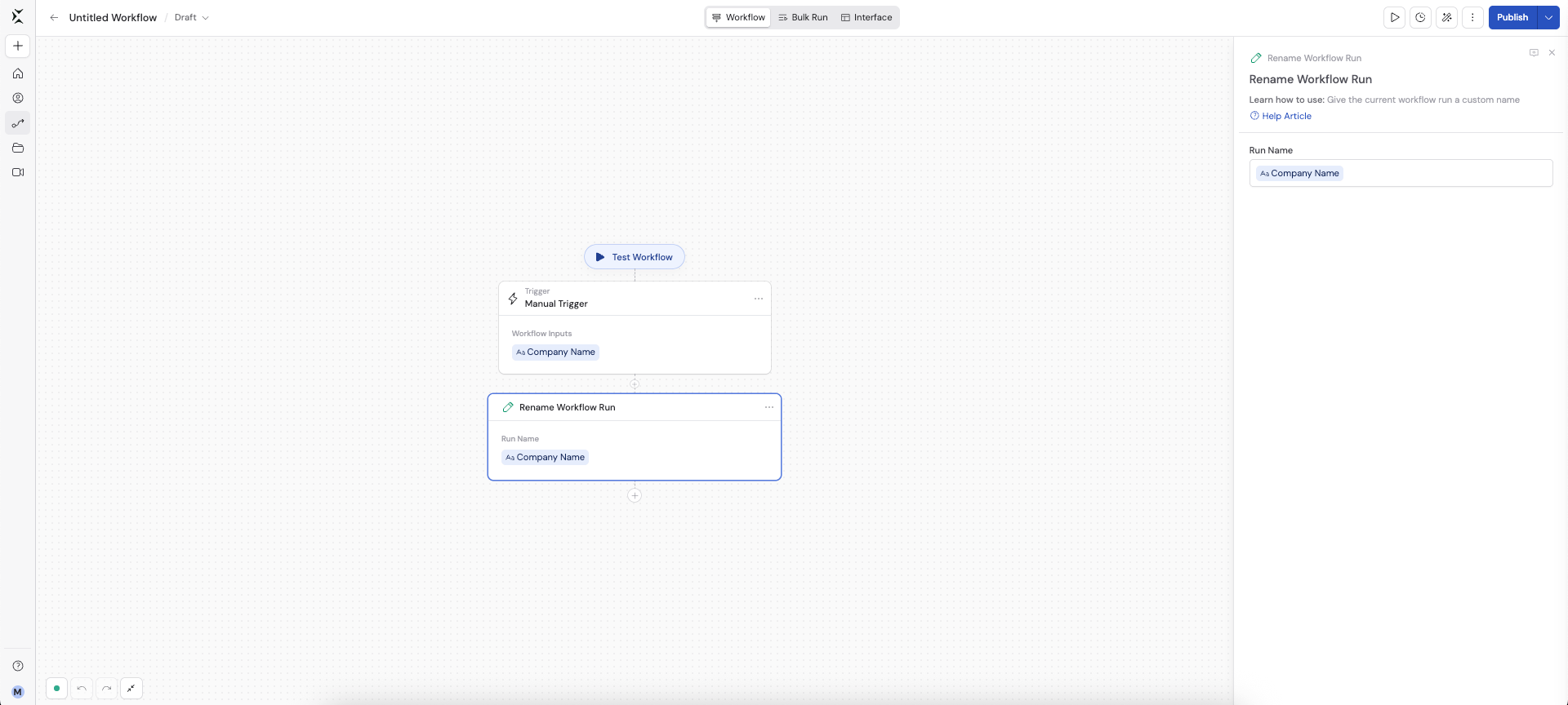 Extract Information action added to the Workflow
