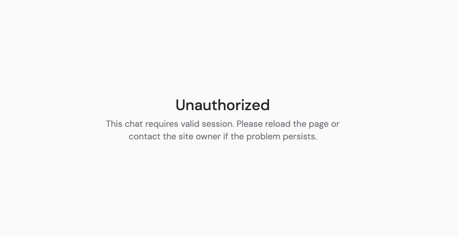 Embedded chat Unauthorized error screen