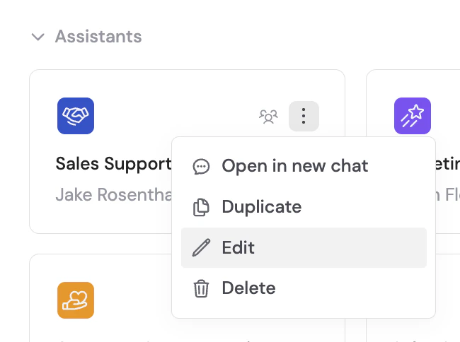 Agents page with list of available Agents