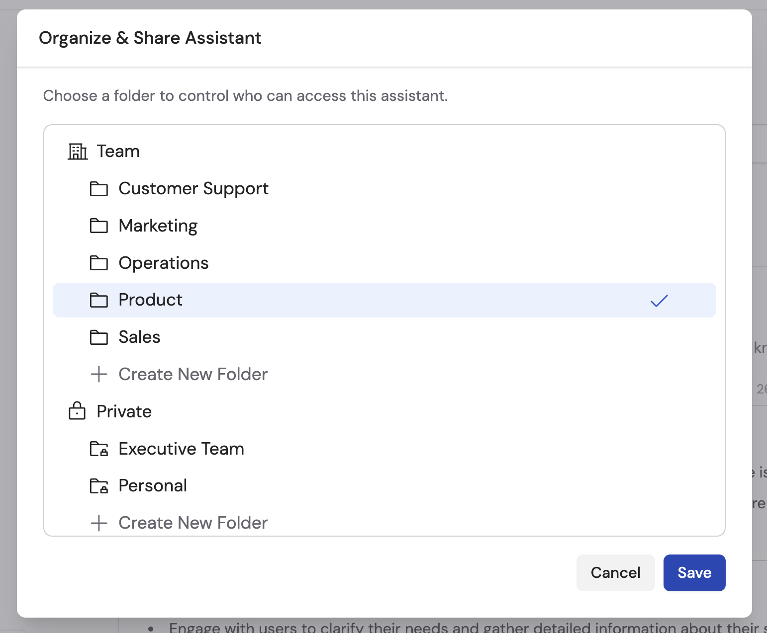 Agent location picker showing Team, Private, and folder options