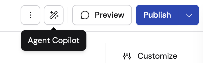 Wand icon in the Agent editor toolbar for accessing the Copilot