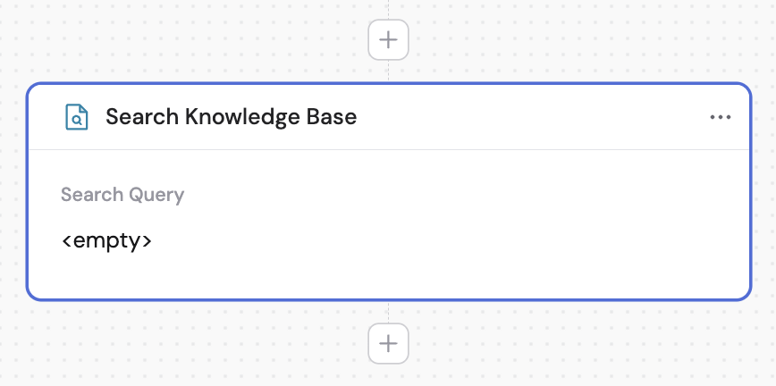 Action library with Search Knowledge Base selected