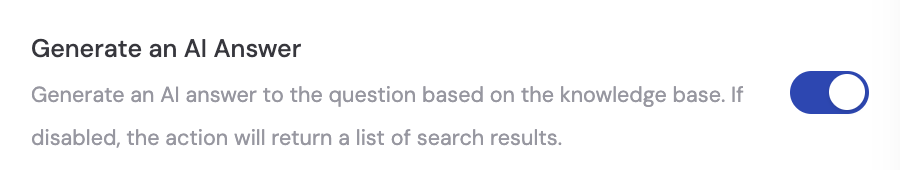 Generate an AI Answer toggle