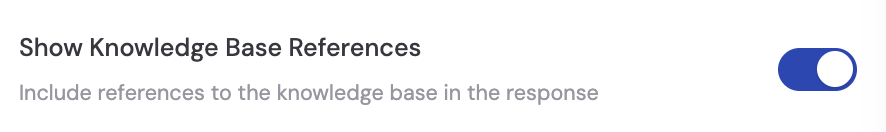 Show Knowledge Base References toggle