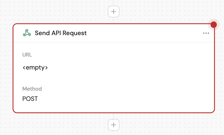 Action library with Send API Request selected