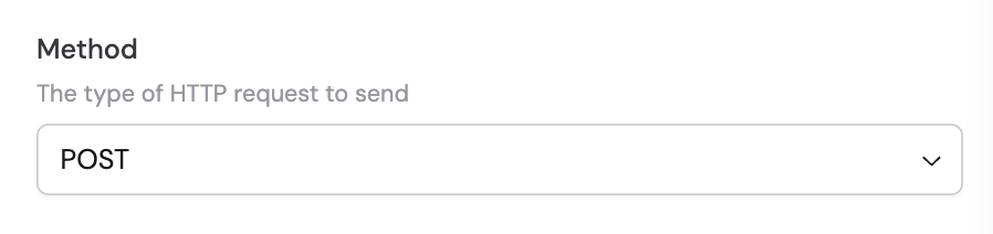 HTTP method dropdown showing GET, POST, PUT, PATCH, and DELETE