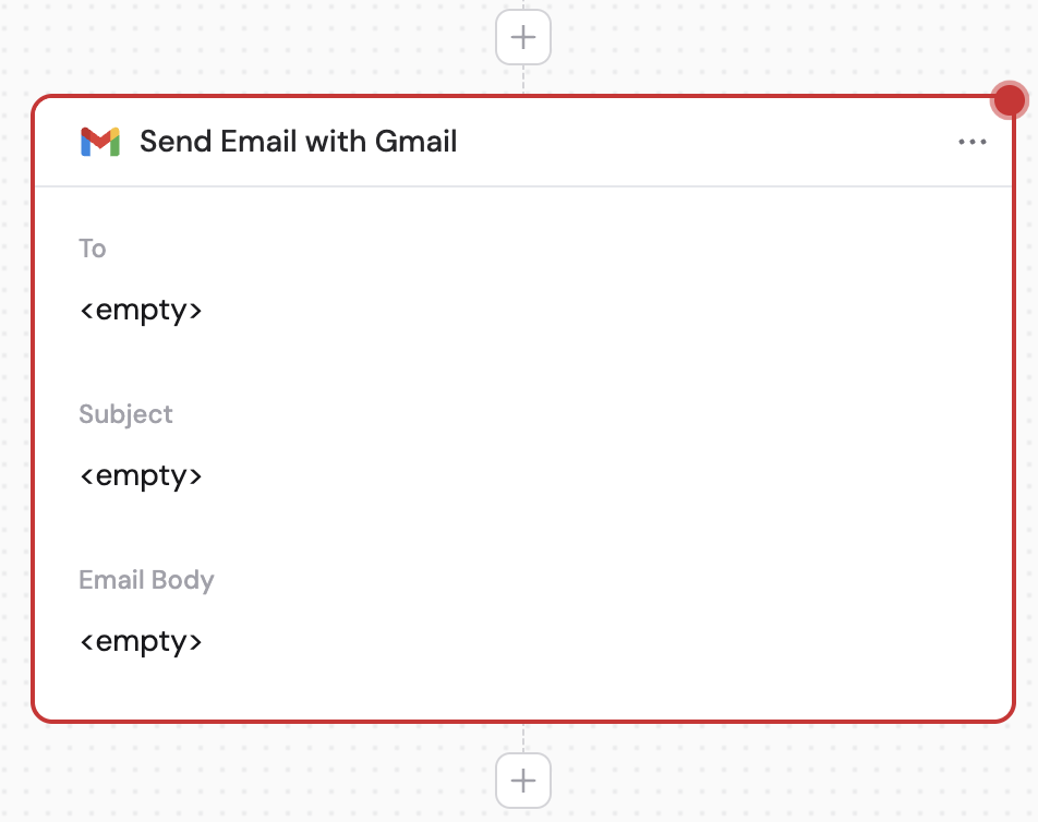 Selecting the Send Email with Gmail action