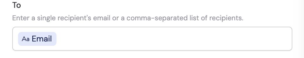 To field for email recipients