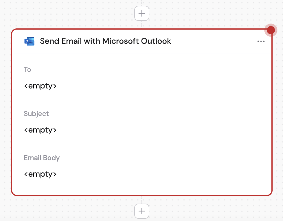 Selecting the Send Email with Microsoft Outlook action