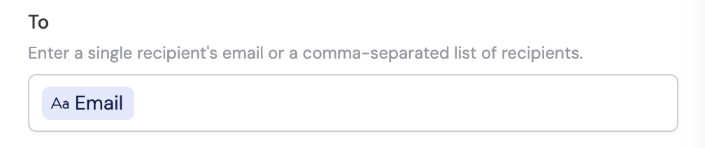 To field for email recipients with variable reference