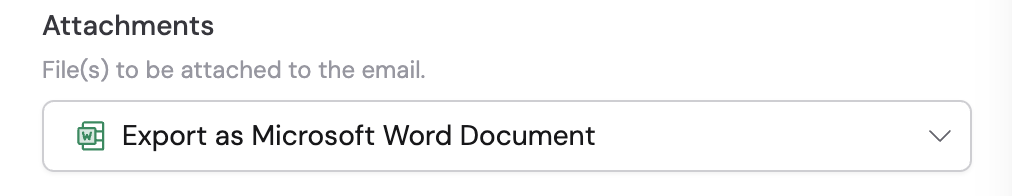 Attachments selector for email