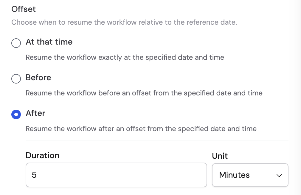 Offset configuration with Before/After options
