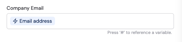 Company Email field with email address