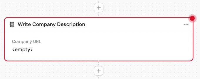 Action library with Write Company Description selected