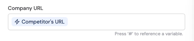 Company URL field with variable reference