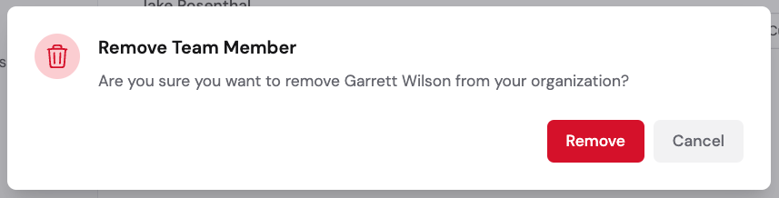 Confirmation dialog for removing a team member