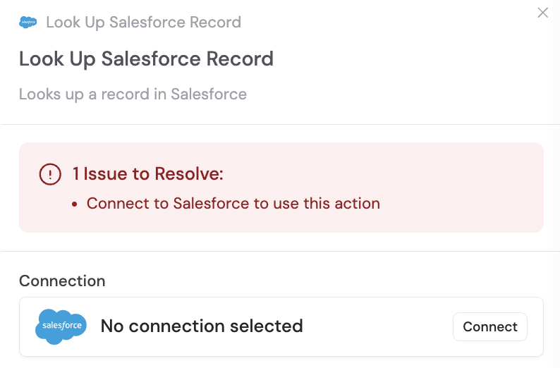 Look Up Salesforce Record action added to the Workflow